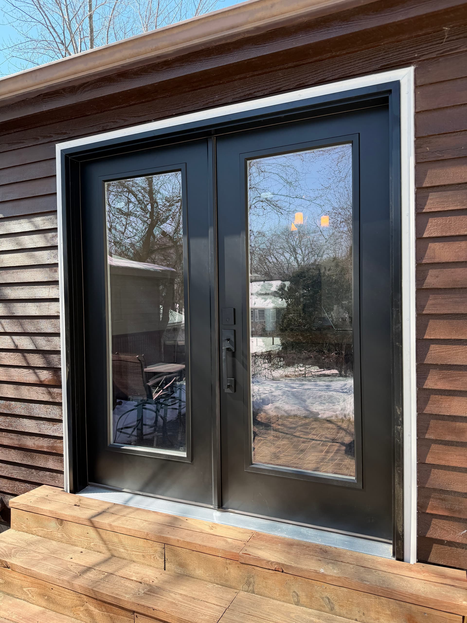 Stylish French Door Upgrade Replaces Old Sliding Glass Door